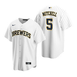 Nike Milwaukee Brewers #5 Garrett Mitchell White Game Authentic Stitched MLB Jersey