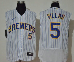Nike Milwaukee Brewers #5 Jonathan Villar White sleeveless Game Authentic Stitched MLB Jersey