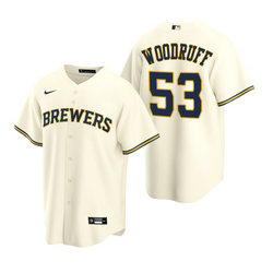 Nike Milwaukee Brewers #53 Brandon Woodruff Cream Game Authentic Stitched MLB Jersey