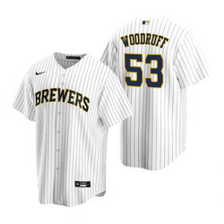 Nike Milwaukee Brewers #53 Brandon Woodruff White Game Authentic Stitched MLB Jersey