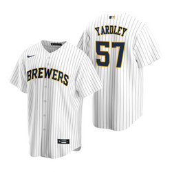 Nike Milwaukee Brewers #57 Eric Yardley White Game Authentic Stitched MLB Jersey