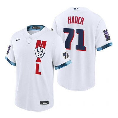Nike Milwaukee Brewers #71 Josh Hader 2021 All star White Game Authentic Stitched MLB Jersey