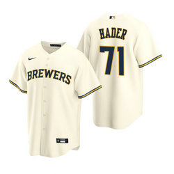 Nike Milwaukee Brewers #71 Josh Hader Cream Game Authentic Stitched MLB Jersey