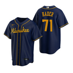 Nike Milwaukee Brewers #71 Josh Hader Navy Game Authentic Stitched MLB Jersey