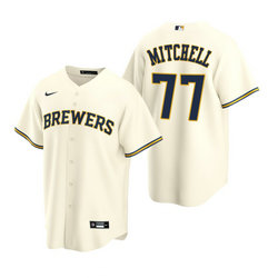 Nike Milwaukee Brewers #77 Garrett Mitchell Cream Game Authentic Stitched MLB Jersey