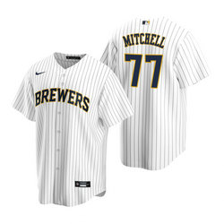 Nike Milwaukee Brewers #77 Garrett Mitchell White Game Authentic Stitched MLB Jersey