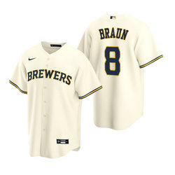 Nike Milwaukee Brewers #8 Ryan Braun Cream Game Authentic Stitched MLB Jersey