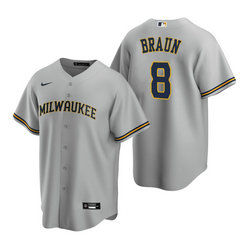 Nike Milwaukee Brewers #8 Ryan Braun Gray Game Authentic Stitched MLB Jersey