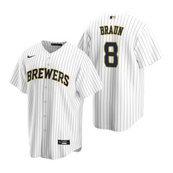 Nike Milwaukee Brewers #8 Ryan Braun White Game Authentic Stitched MLB Jersey