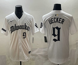 Nike Milwaukee Brewers #9 Bob Uecker White 5(V) Joint MLB Jersey