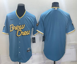 Nike Milwaukee Brewers Blank Blue 2023 City Authentic Stitched MLB Jersey