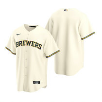 Nike Milwaukee Brewers Blank Cream Game Authentic Stitched MLB Jersey