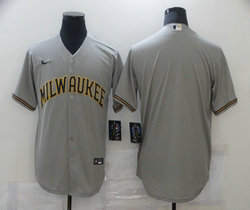 Nike Milwaukee Brewers Blank Gray Game Authentic Stitched MLB Jersey
