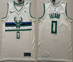 Nike Milwaukee Bucks #0 Damian Lillard Cream 2024 City With Advertising Authentic Stitched NBA Jersey