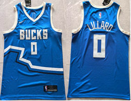 Nike Milwaukee Bucks #0 Damian Lillard Royal 2024-25 City Stitched NBA Jersey