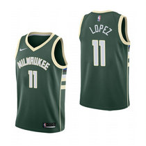 Nike Milwaukee Bucks #11 Brook Lopez Green Game Authentic Stitched NBA Jersey