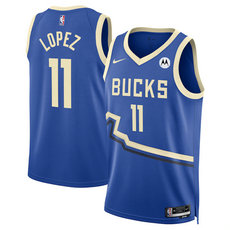 Nike Milwaukee Bucks #11 Brook Lopez Royal 2024-25 City Stitched NBA Jersey