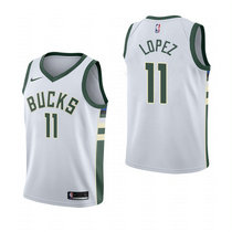 Nike Milwaukee Bucks #11 Brook Lopez White Game Authentic Stitched NBA Jersey