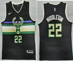 Nike Milwaukee Bucks #22 Khris Middleton Black Game Authentic Stitched NBA Jersey