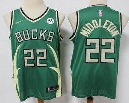 Nike Milwaukee Bucks #22 Khris Middleton Green 2021 Playoffs Earned Edition Authentic Stitched NBA jersey
