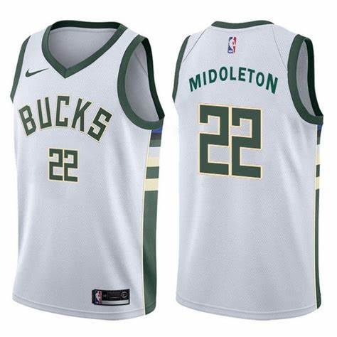 Nike Milwaukee Bucks #22 Khris Middleton White Game Authentic Stitched NBA Jersey