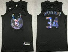 Nike Milwaukee Bucks #34 Giannis Antetokounmpo 2020-21 rainbow Authentic Stitched NBA Jersey