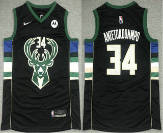 Nike Milwaukee Bucks #34 Giannis Antetokounmpo Black 2021 Stitched Jersey