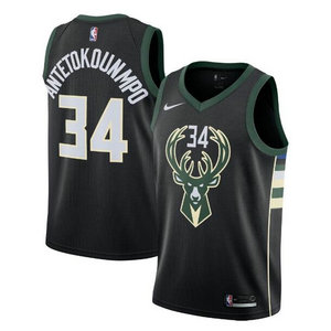 Nike Milwaukee Bucks #34 Giannis Antetokounmpo Black Game Authentic Stitched NBA Jersey