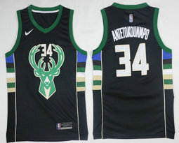 Nike Milwaukee Bucks #34 Giannis Antetokounmpo Black Game Authentic Stitched NBA jersey