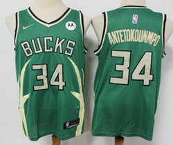 Nike Milwaukee Bucks #34 Giannis Antetokounmpo Green 2021 Playoffs Earned Edition Authentic Stitched NBA jersey