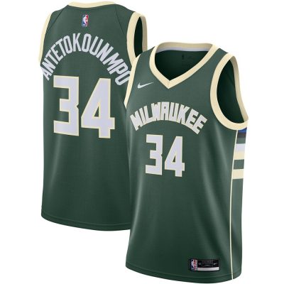 Nike Milwaukee Bucks #34 Giannis Antetokounmpo Green Game Authentic Stitched NBA Jersey