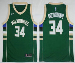 Nike Milwaukee Bucks #34 Giannis Antetokounmpo Green Game Authentic Stitched NBA jersey