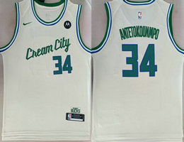 Nike Milwaukee Bucks #34 Giannis Antetokounmpo White 2026 City With Advertising Jersey