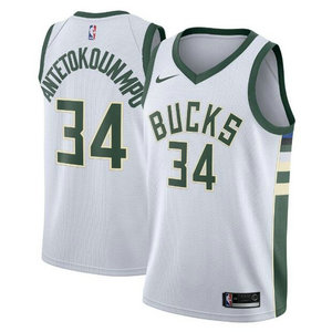 Nike Milwaukee Bucks #34 Giannis Antetokounmpo White Game Authentic Stitched NBA Jersey