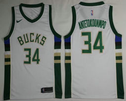 Nike Milwaukee Bucks #34 Giannis Antetokounmpo White Game Authentic Stitched NBA jersey