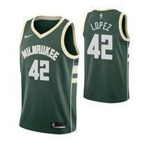 Nike Milwaukee Bucks #42 Robin Lopez Green Game Authentic Stitched NBA Jersey
