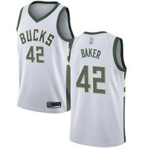 Nike Milwaukee Bucks #42 Vin Baker White Game Authentic Stitched NBA Jersey