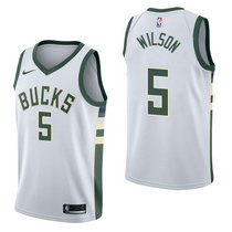 Nike Milwaukee Bucks #5 D. J. Wilson White Game Authentic Stitched NBA Jersey