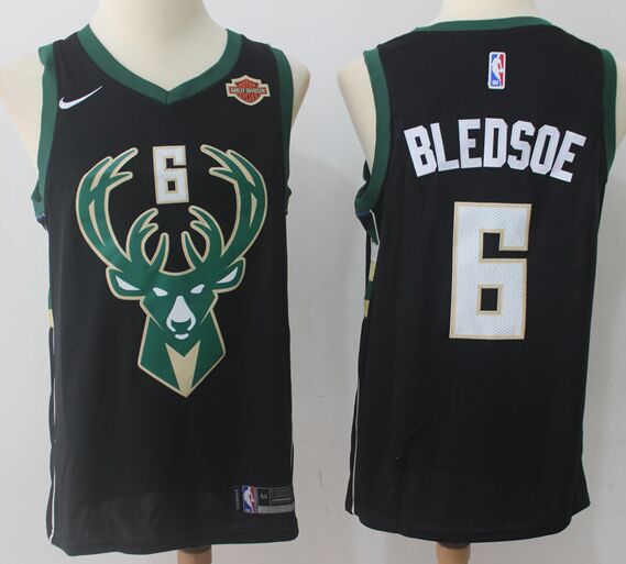 Nike Milwaukee Bucks #6 Eric Bledsoe Black Game With Advertising Authentic Stitched NBA Jersey