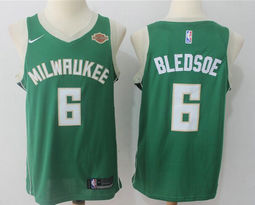 Nike Milwaukee Bucks #6 Eric Bledsoe Green Game With Advertising patch Authentic Stitched NBA Jersey