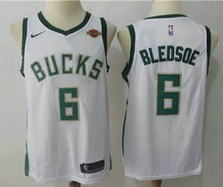 Nike Milwaukee Bucks #6 Eric Bledsoe White Game With Advertising patch Authentic Stitched NBA Jersey