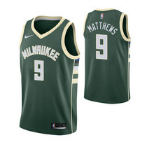 Nike Milwaukee Bucks #9 Wesley Matthews Green Game Authentic Stitched NBA Jersey