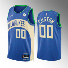 Nike Milwaukee Bucks Custom Blue 2024 City Stitched NBA Jersey