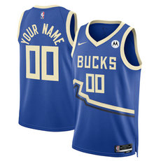 Nike Milwaukee Bucks Custom Royal 2024-25 City Stitched NBA Jersey