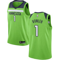 Nike Minnesota Timberwolves #1 Noah Vonleh Green Game Authentic Stitched NBA Jersey