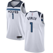 Nike Minnesota Timberwolves #1 Noah Vonleh White Game Authentic Stitched NBA Jersey