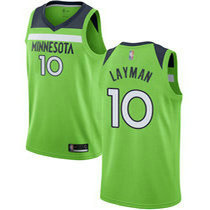 Nike Minnesota Timberwolves #10 Jake Layman Green Game Authentic Stitched NBA Jersey