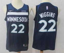 Nike Minnesota Timberwolves #22 Andrew Wiggins Navy Game With Advertising patch Authentic Stitched NBA Jersey