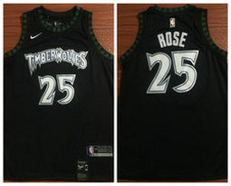 Nike Minnesota Timberwolves #25 Derrick Rose Black Game Authentic Stitched NBA Jersey