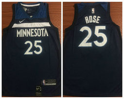 Nike Minnesota Timberwolves #25 Derrick Rose Blue Game Authentic Stitched NBA Jersey